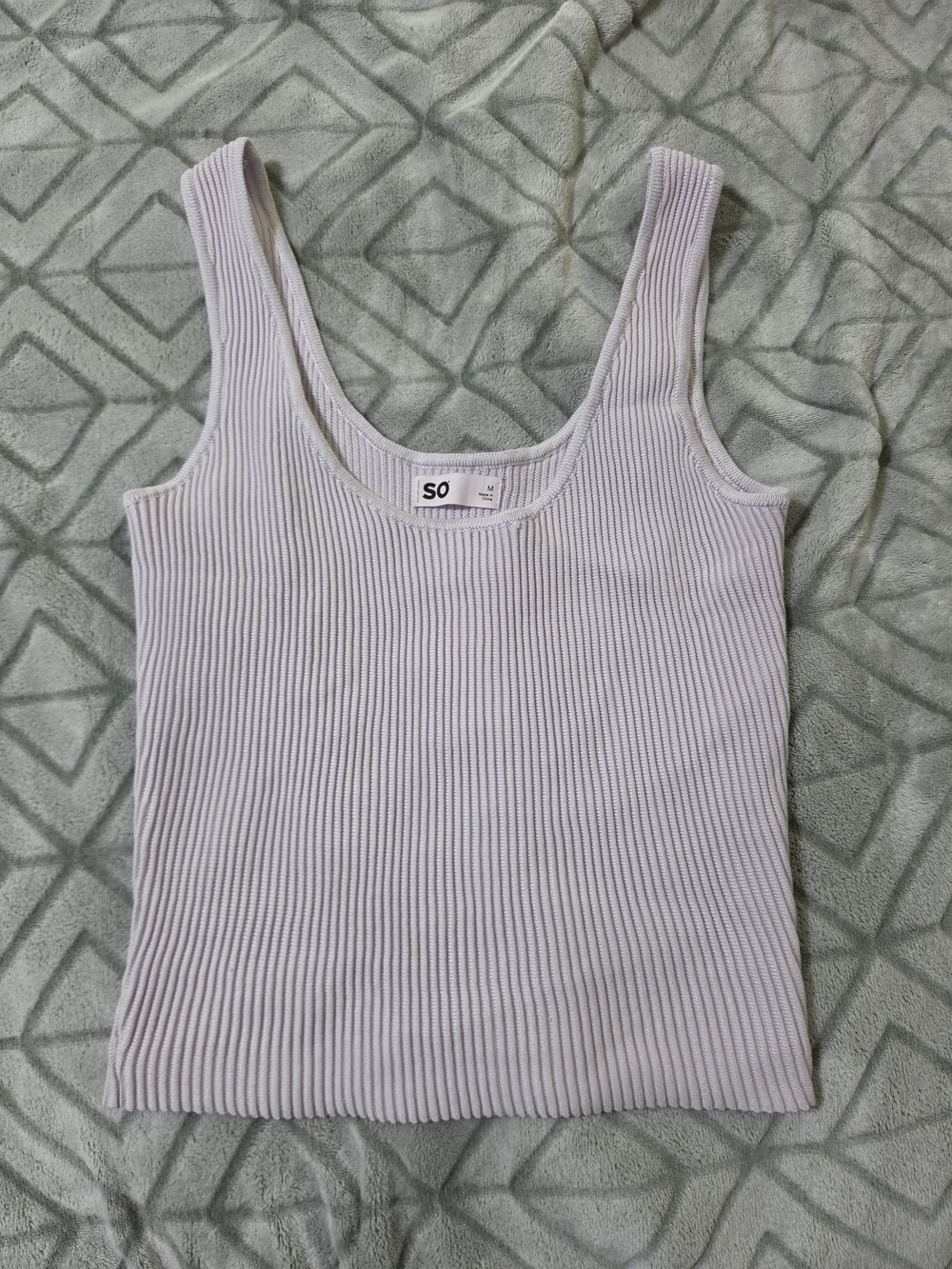SO Ribbed Tank Top in Pale Lavender